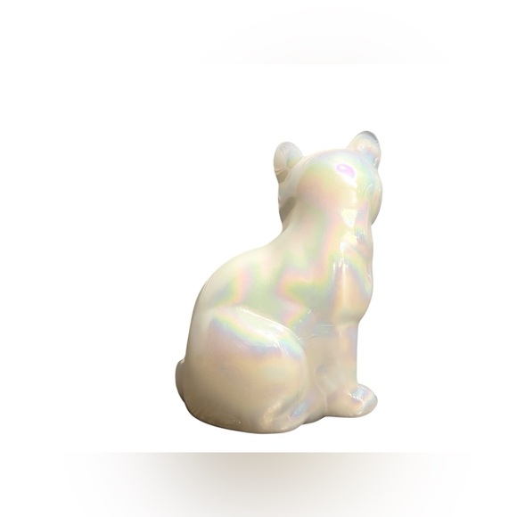 Fenton Pearl Iridescent Carnival Glass Cat Figurine - 4” - Picture 5 of 8